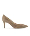 Gianvito Rossi Mid-height Beige Suede And Leather Heeled Shoes In Brown
