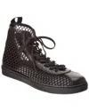 Gianvito Rossi Helena Mesh & Leather High-top Sneaker In Black