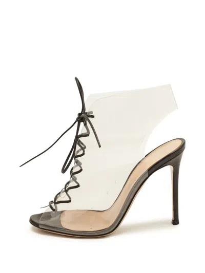 Pre-owned Gianvito Rossi Helmut Lace-up Open-toe Ankle Boots In White