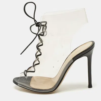 Pre-owned Gianvito Rossi Helmut Size 35.5 Transparent Pvc Cut-out Ankle Length Boots