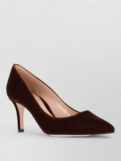 Gianvito Rossi High Heel Pumps Pointed Toe Stiletto Velvet In Brown