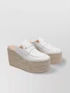 Gianvito Rossi Round Toe Platform Mules With Espadrille Sole