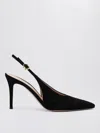 Gianvito Rossi High Suede Slingback With Buckle Detail In Black