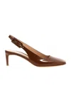 Gianvito Rossi 'ric' Kitten Heel Slingbacks In Brown