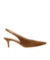Gianvito Rossi Suede Stiletto Heel Pumps With Ribbon Buckle In Brown
