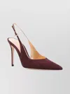 Gianvito Rossi High Stiletto Slingback Pointed Toe Pumps In Burgundy