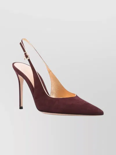 Gianvito Rossi High Stiletto Slingback Pointed Toe Pumps In Burgundy