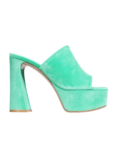 Gianvito Rossi Holly 120mm Satin Mules In Green