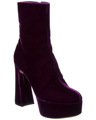 Gianvito Rossi Holly 70 Velvet Platform Bootie In Purple