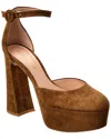 GIANVITO ROSSI HOLLY D'ORSAY 70 SUEDE PLATFORM PUMP