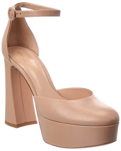 Gianvito Rossi Holly D'orsay Leather Platform Pump In Brown