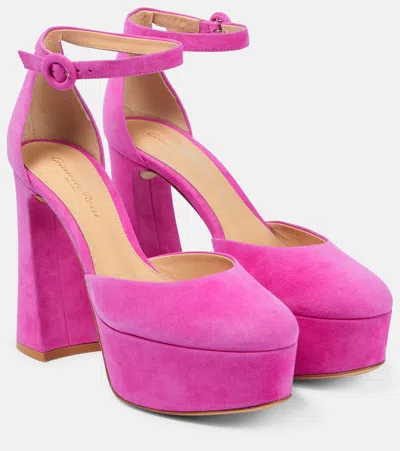 Gianvito Rossi Holly D'orsay Suede Pumps In Bloom