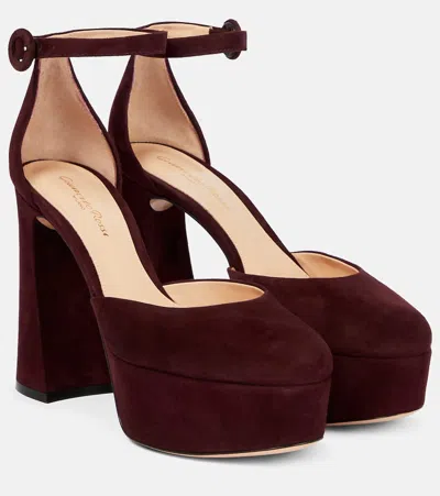 Gianvito Rossi Holly D'orsay Suede Pumps In Purple