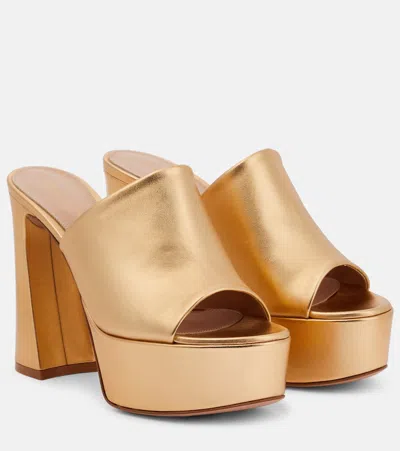 Gianvito Rossi Metallic Platform Mule Sandals In Mekong