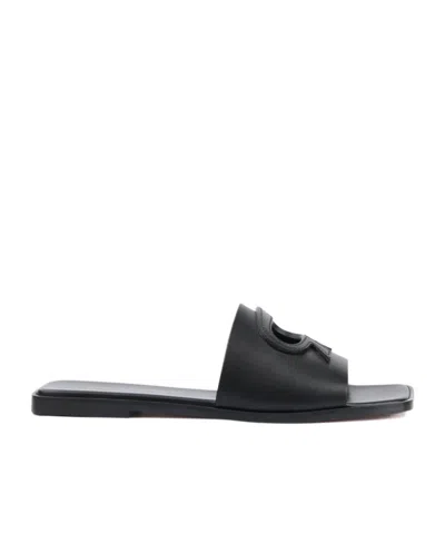 Gianvito Rossi Ibla Cut-out Flat Sandals In Black