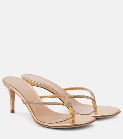 Gianvito Rossi India 70 Leather Thong Sandals In Gold