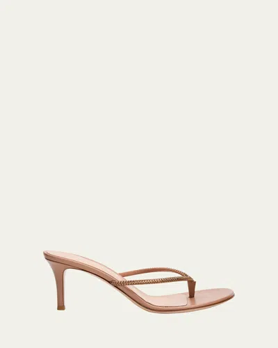 Gianvito Rossi India Strass Leather Thong Stiletto Sandals