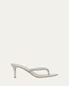 Gianvito Rossi India Strass Leather Thong Stiletto Sandals In Gray