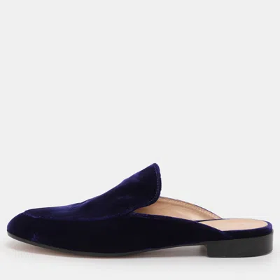 Gianvito Rossi Indigo Velvet Palau Flat Mules In Blue