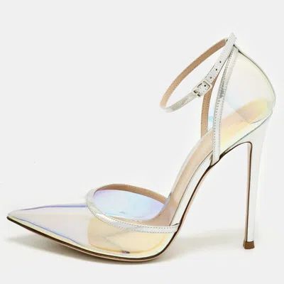 Pre-owned Gianvito Rossi Iridescent Leather And Pvc Ankle Strap Pumps Size 40.5 In Multi