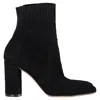 Gianvito Rossi Isa 85 Stretch Boucle Ankle Boots In Black Polyamide In Black