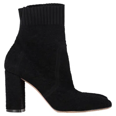 Gianvito Rossi Isa 85 Stretch Boucle Ankle Boots In Black Polyamide