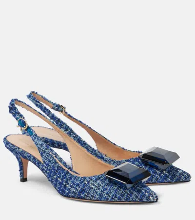 Gianvito Rossi Jaipur 55 Bouclé Slingback Pumps In Blue