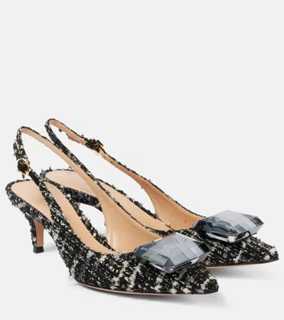 Gianvito Rossi Slingback-pumps Jaipur 55 Aus Tweed In Schwarz