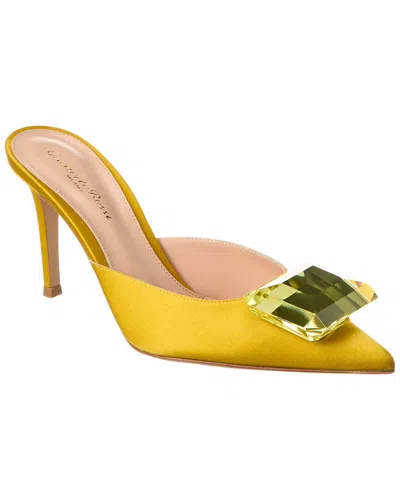 Gianvito Rossi 85mm Jaipur Satin Mules In Yellow