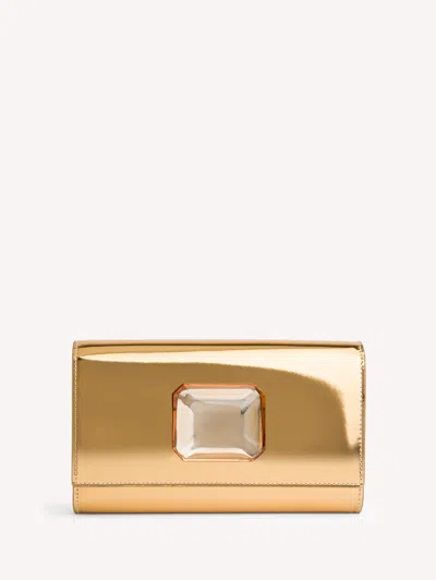 Gianvito Rossi Jaipur Clutch In Gold