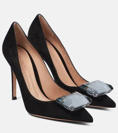 GIANVITO ROSSI JAIPUR EMBELLISHED SUEDE PUMPS