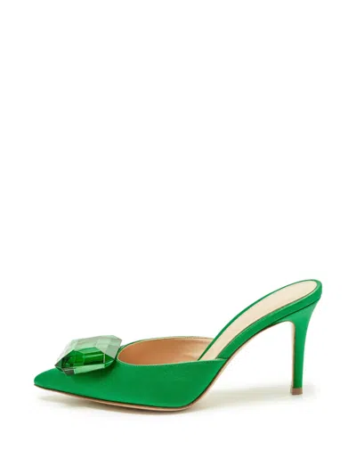 Pre-owned Gianvito Rossi Jaipur Jewel-embellished Mules In Green