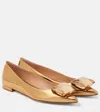 Gianvito Rossi Metallic Leather Jewel Ballerina Flats In Gold