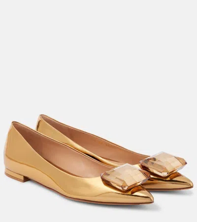 Gianvito Rossi Jaipur Metallic Leather Ballet Flats In Gold