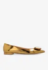 Gianvito Rossi Jaipur Metallic Leather Pointed-toe Flats In Gold