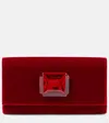 Gianvito Rossi Jaipur Mini Embellished Velvet Clutch In Red