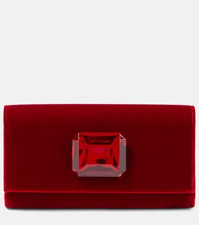 Gianvito Rossi Jaipur Mini Embellished Velvet Clutch In Red