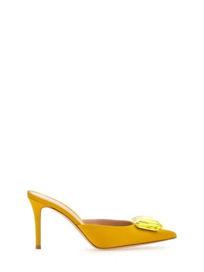 Gianvito Rossi Jaipur Mule With Jewel Embellishment In Yellow