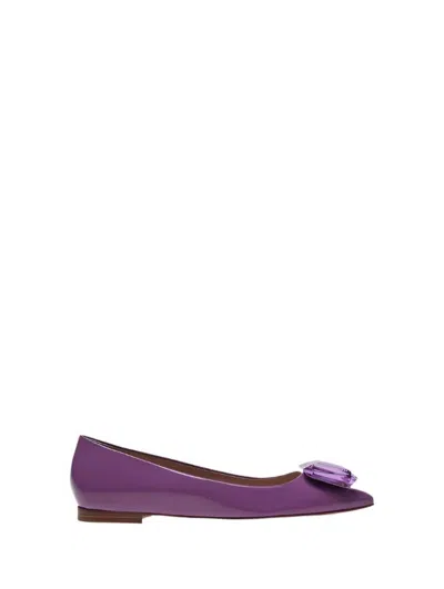 Gianvito Rossi Woman Ballet Flats Purple Size 10 Leather