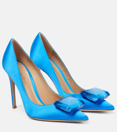 Gianvito Rossi Jaipur Satin Pumps In Turquoise