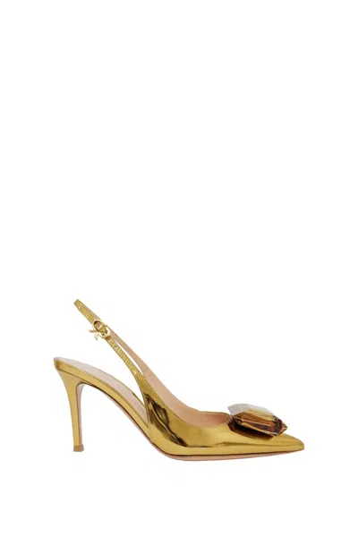 Gianvito Rossi Jaipur Sling Shoes With Heels In Golden