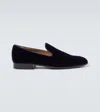 Gianvito Rossi Jean Velvet & Satin Loafers In Blue