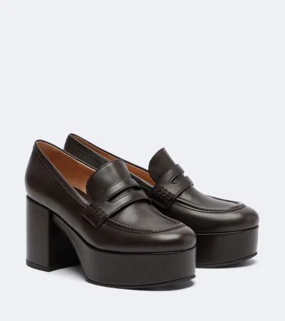 Gianvito Rossi Jenna Leather Loafer Pumps In Brown