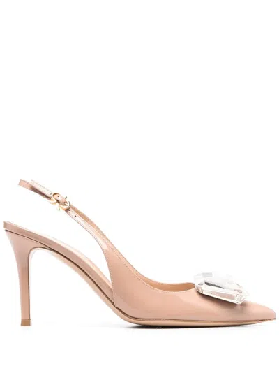 Gianvito Rossi Jewel-detail 95mm Stiletto Pumps In Neutrals