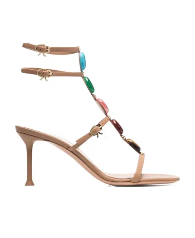 Gianvito Rossi Shanti 70 Embellished Leather Sandals In Brown