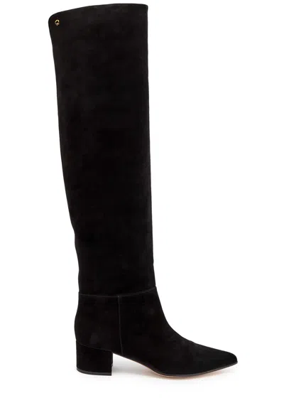 Gianvito Rossi Joelle 50 Suede Knee-high Boots In Black
