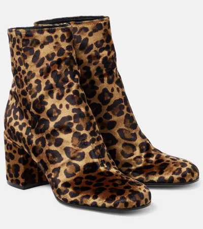 Gianvito Rossi Joelle 70 Leopard-print Velvet Ankle Boots In Multicoloured