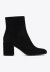 Gianvito Rossi Joelle Suede Block-heel Booties In Black