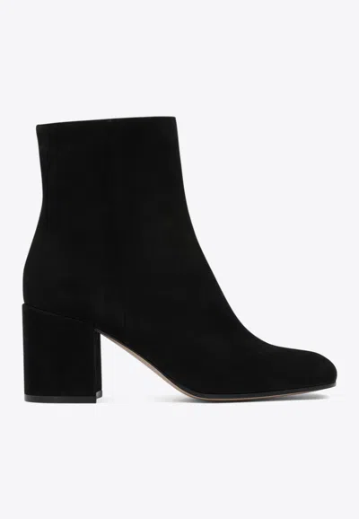 Gianvito Rossi Joelle 70 Suede Ankle Boots In Black