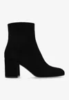 Gianvito Rossi Block Heel Ankle Boots With Suede Finish In Black
